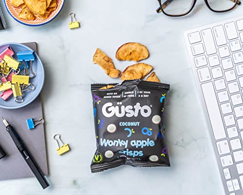 GUSTO SNACKS Crunchy Apple Crisps with a Coconut Twist - Healthy Kids & Adults Fruit Snacks - 20g (12 packs)