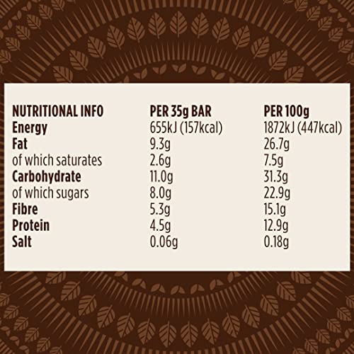 Pulsin - Choc Hazelnut High Fibre Brownie -18 x 35g - 5.1g Fibre, 2.8g Protein, 141 Kcals Per Serving - Gluten Free, Palm Oil Free & Dairy Free Bar