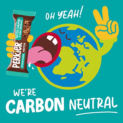 Perkier Salted Caramel & Dark Chocolate Snack Bars (15 Pack) – Vegan – Gluten Free – Protein – High Fibre – Lower Sugar - Natural Ingredients – Lower Calorie – Healthy – No Palm Oil