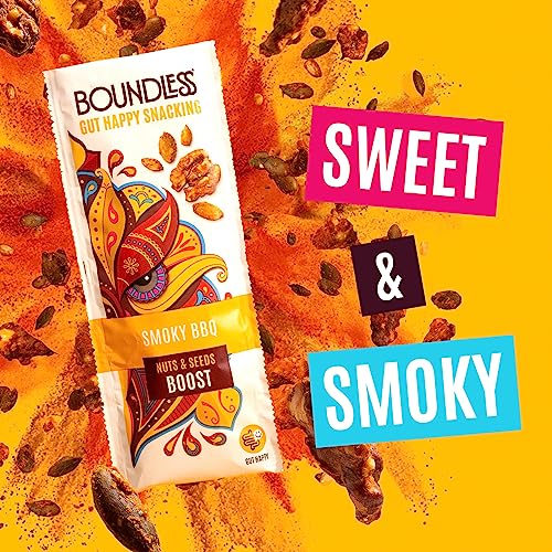 Boundless Activated Nuts and Seeds - Gut Health Mixed Nuts & Seed Mix - Smoky BBQ Sunflower Seeds, Pumpkin Seeds, Walnuts - Gluten Free Snacks Bulk, Vegan Protein Snacks, Savoury Snacks, 16 x 25g