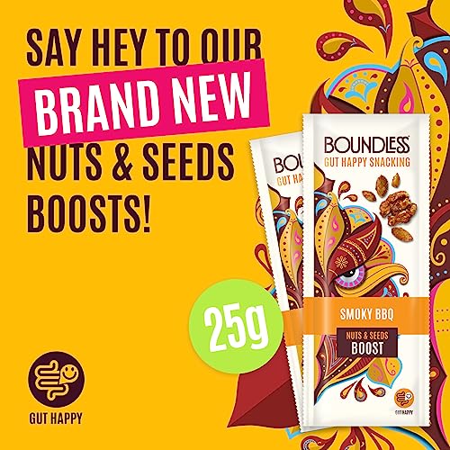 Boundless Activated Nuts and Seeds - Gut Health Mixed Nuts & Seed Mix - Smoky BBQ Sunflower Seeds, Pumpkin Seeds, Walnuts - Gluten Free Snacks Bulk, Vegan Protein Snacks, Savoury Snacks, 16 x 25g