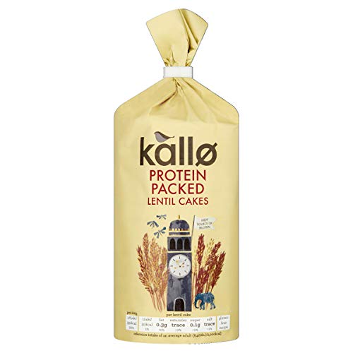 Kallo Protein Packed Lentil Cakes, Low Fat Healthy Snacks, Vegan & Coeliac Friendly, Gluten Free & Sugar Free with No Artificial Colours or Flavours, Single Pack – 1 x 100g