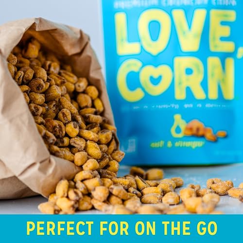 LOVE CORN Variety Pack (8x Sea Salt, 8x BBQ, 8x Salt & Vinegar 20g) – Healthy Snacks Ideal for Gluten Free & Vegan Diets – Low Sugar Alternative for Crisps, Mixed Nuts & Pretzels – Perfect To Graze On