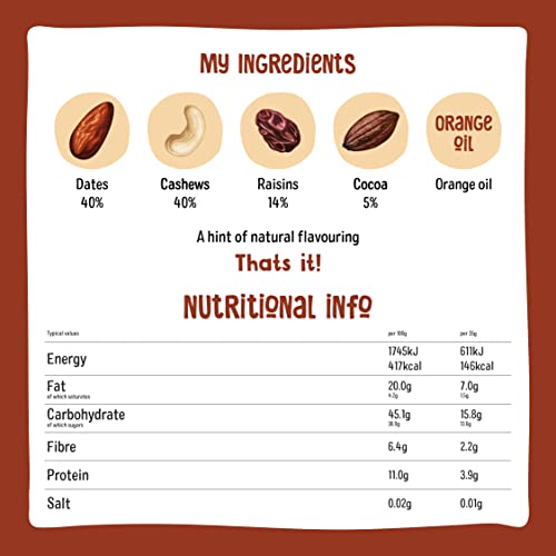 Nakd Cocoa Orange Natural Fruit & Nut Bars - Vegan - Healthy Snack - Gluten Free - 35g x 18 bars