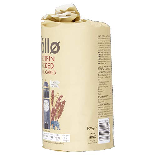 Kallo Protein Packed Lentil Cakes, Low Fat Healthy Snacks, Vegan & Coeliac Friendly, Gluten Free & Sugar Free with No Artificial Colours or Flavours, Single Pack – 1 x 100g