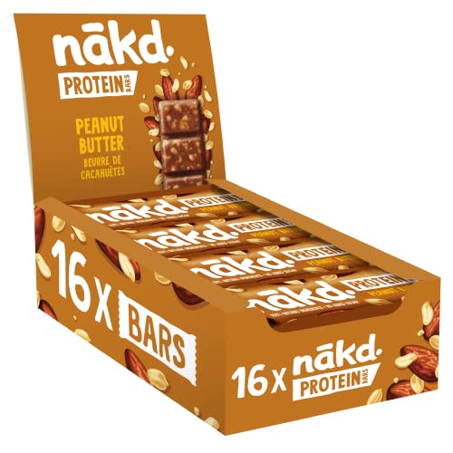 Nakd Peanut Butter Protein Bar - Vegan - Gluten Free - Healthy Snack, 45g (Pack of 16 bars)