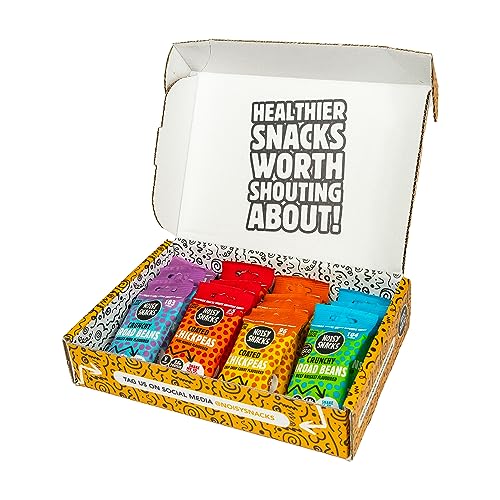 Healthy Snack Gift Box - Chickpea & Broad Beans Gift Hamper by Noisy Snacks - Vegan Snacks - Variety Pack - Low Calorie, High Protein, Gluten-Free, Full of Fibre - Vegan Gifts (25g x 12)