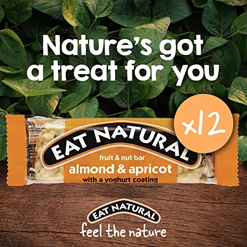 Eat Natural Bars with Yoghurt Coating Fruit Nut Cereal Bars, Almond & Apricot 50g (Pack of 12)