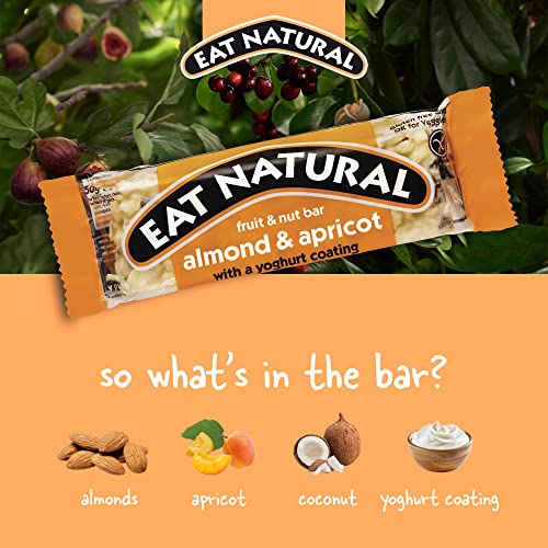 Eat Natural Bars with Yoghurt Coating Fruit Nut Cereal Bars, Almond & Apricot 50g (Pack of 12)