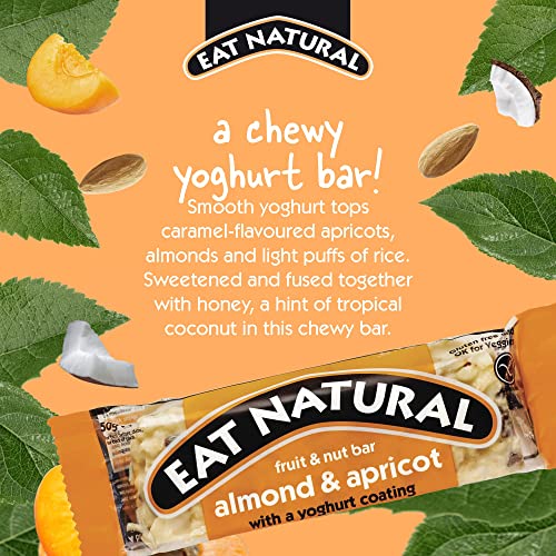 Eat Natural Bars with Yoghurt Coating Fruit Nut Cereal Bars, Almond & Apricot 50g (Pack of 12)