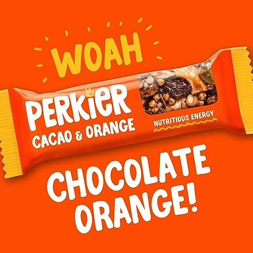 Perkier Cacao & Orange Snack Bars (18 Pack) – Vegan – Gluten Free – Protein – High Fibre – Lower Sugar - Natural Ingredients – Lower Calorie – Healthy – No Palm Oil