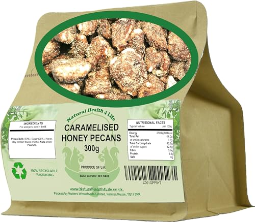 Natural Health 4 Life Snack Nut Caramelised Honey Pecan Nuts 300 g in Recyclable Pouch (1 Pouch)