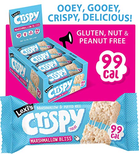 Lexi’s® 99 Calorie Marshmallow Crispy Treat Bars | Less than 100 Calories! | Gluten Free, Low Fat, Healthy Snacks | Vegetarian | Dairy Free, Nut Free | Low FODMAP| Ooey Gooey Marshmallow Bliss x12
