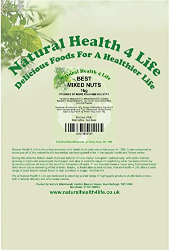 Natural Health 4 Life Snack Nut Mix Best Mixed Whole Nuts (Walnuts, Almonds, Cashews, Pecans) 1 kg in Resealable Pouch (1 Pouch)