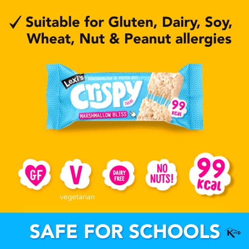 Lexi’s® 99 Calorie Marshmallow Crispy Treat Bars | Less than 100 Calories! | Gluten Free, Low Fat, Healthy Snacks | Vegetarian | Dairy Free, Nut Free | Low FODMAP| Ooey Gooey Marshmallow Bliss x12