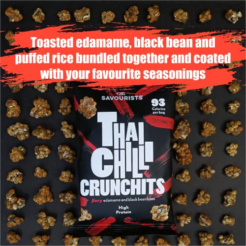 The Savourists Savoury Healthy Snacks | Low Calorie | High Protein | Vegetarian | High Fibre | Thai Chilli & BBQ Crunchits Variety Pack (12x25g)