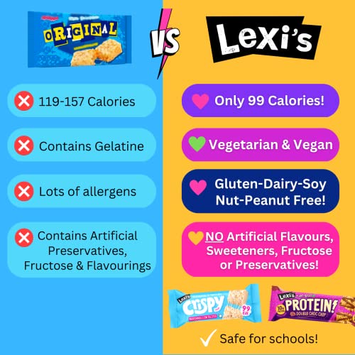 Lexi’s® 99 Calorie Marshmallow Crispy Treat Bars | Less than 100 Calories! | Gluten Free, Low Fat, Healthy Snacks | Vegetarian | Dairy Free, Nut Free | Low FODMAP| Ooey Gooey Marshmallow Bliss x12