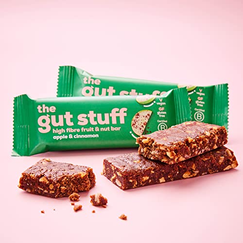 The Gut Stuff – Good Fibrations High Fibre Fruit & Nut Bars – Apple & Cinnamon Flavour – 12 x 35g Bar Box – Gut Friendly Snack, Gluten-Free, Vegan, Low Calorie