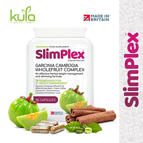 SlimPlex Garcinia Cambogia - Whole Fruit Complex - Weight Management - Tablets Plus Glucomannan, Green Coffee Extract, White Kidney Bean, CLA and Chromium Picolinate - 90 Capsules