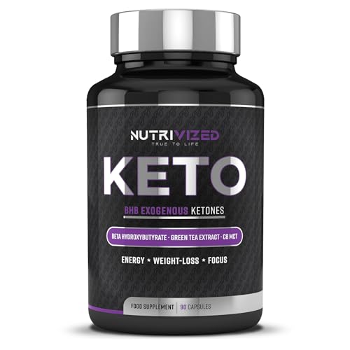 Nutrivized Keto Diet Pills - BHB - Premium Pure c8 MCT Oil - 1800mg - Exogenous Ketones - Weight Loss Formula for Men & Women - Contribute to Fatty Acid & Carb Metabolism - Made in The UK