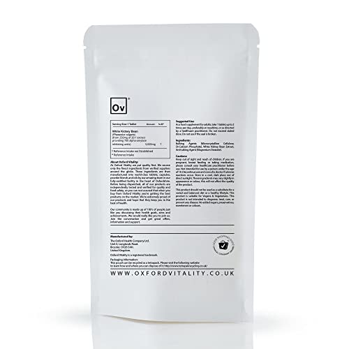 White Kidney Bean Extract | 5000mg Tablets for Blood Glucose Control & Weight Loss | Oxford Vitality