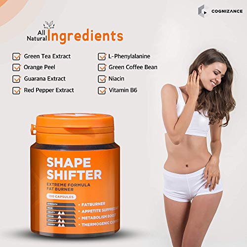 Shape Shifter Natural Fat Burner Weight Loss Tablets - 100 X Metabolism Booster, Fat Burning Pills - Weight Management for Men & Women