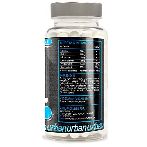 Urban Fuel XTR T5 Fat Burners | Metabolism & Energy Support Slimming Pills with Caffeine, L-Tyrosine, Choline, Vitamin B6 & D3-90 Capsules