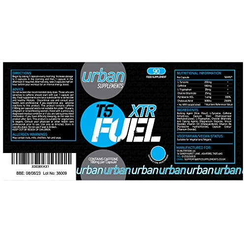 Urban Fuel XTR T5 Fat Burners | Metabolism & Energy Support Slimming Pills with Caffeine, L-Tyrosine, Choline, Vitamin B6 & D3-90 Capsules