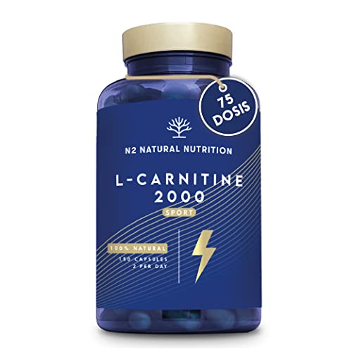 Natural L CARNITINE 2000mg. 150 Capsules 75 Days. High Concentration Fat Burner Pills. Improves Sports Performance. Weight Loss, Energy Resistance. CE Manufactured. N2 Natural Nutrition