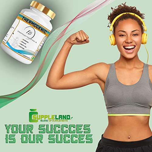 SUPPLELAND : FAT BURNER THERMOGENIC | GREEN TEA + L-CARNITINE + CAFFEINE + GUARANA | 4 Months Supplement | 120 Vegan Caps| for men and women | Weight Loss Pills that Work Fast - Slimming Pills