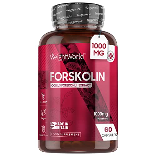 Forskolin Capsules 1000mg - 60 Vegan Capsules - Coleus Forskohlii Extract - Keto & Low Carb Diet Friendly Supplement for Men & Women - Allergen & GMO-Free