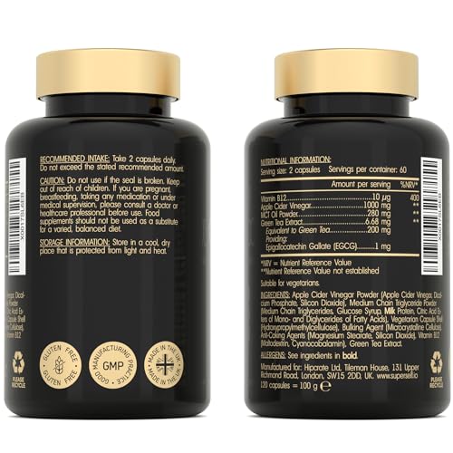 Keto Diet Pills - Advanced Keto Complex with Apple Cider Vinegar 1000mg, MCT Oil, Vitamin B12, Green Tea Extract - 120 Capsules - Keto Tablets Supplement for Men & Women - Made in The UK