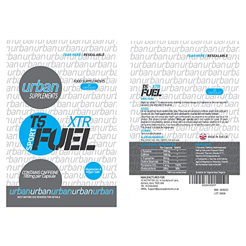 Urban Fuel XTR T5 Fat Burners | Metabolism & Energy Support Slimming Pills with Caffeine, L-Tyrosine, Choline, Vitamin B6 & D3-90 Capsules
