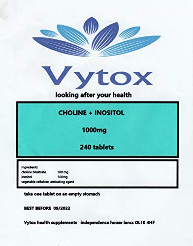 HIGH Strength Choline + INOSITOL 1000mg 240 tabs Mood, Brain, Fat Burner.8 Months Supply. by Vytox