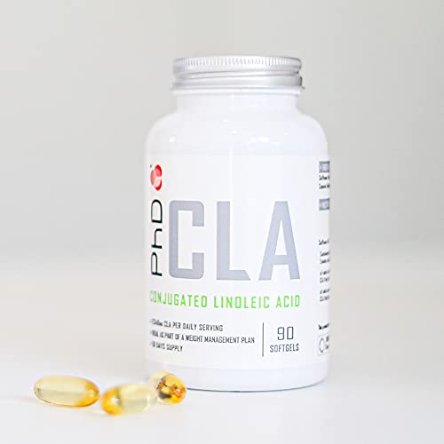 PhD Nutrition CLA Conjugated Linoleic Acid, Weight Management Tablet, Natural CLA from Safflower Oil, 90 Softgels (30 Day Supply)