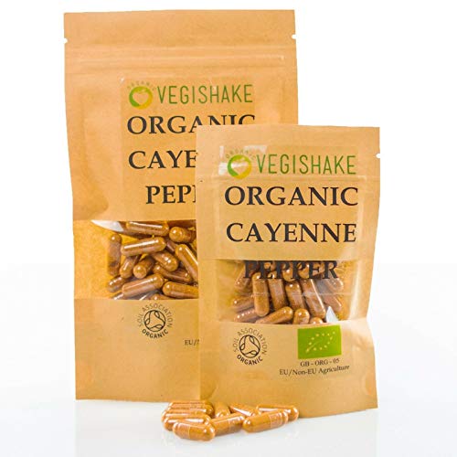 Organic Cayenne Pepper HPMC Capsules 900mg Supplements Fat Energy Burner Loss Diet Weight Satiety Management Vegan Halal Kosher (90 Capsules)