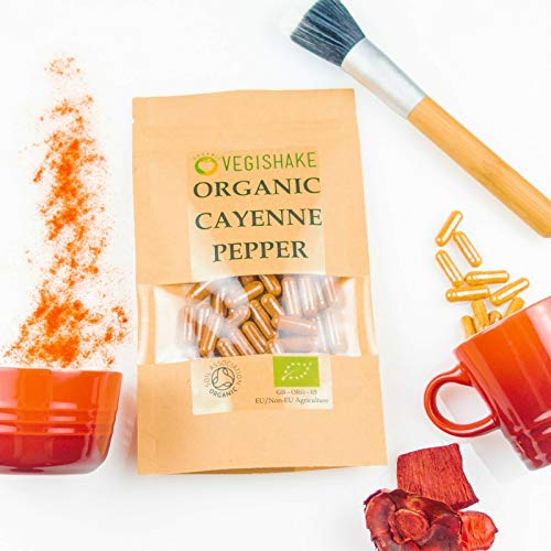 Organic Cayenne Pepper HPMC Capsules 900mg Supplements Fat Energy Burner Loss Diet Weight Satiety Management Vegan Halal Kosher (90 Capsules)