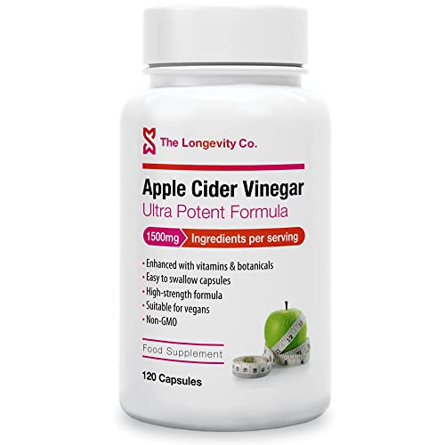 Apple Cider Vinegar Capsules - Can be Used Alongside Weight Loss, Fat Burner, Slimming or Detox Programs - 1500mg Ingredients Per Serving - Keto Diet Friendly - 120 High Strength ACV Tablets