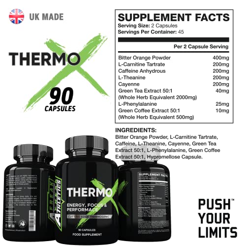 Thermo X Weight Loss Pills - Fat Burners for Men - Fat Burners for Women Weight Loss - 90 Capsules Fat Burner Suitable for Men & Women - UK Made