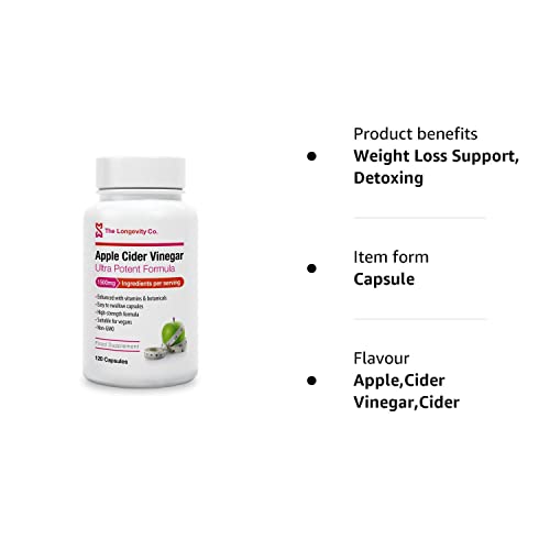 Apple Cider Vinegar Capsules - Can be Used Alongside Weight Loss, Fat Burner, Slimming or Detox Programs - 1500mg Ingredients Per Serving - Keto Diet Friendly - 120 High Strength ACV Tablets