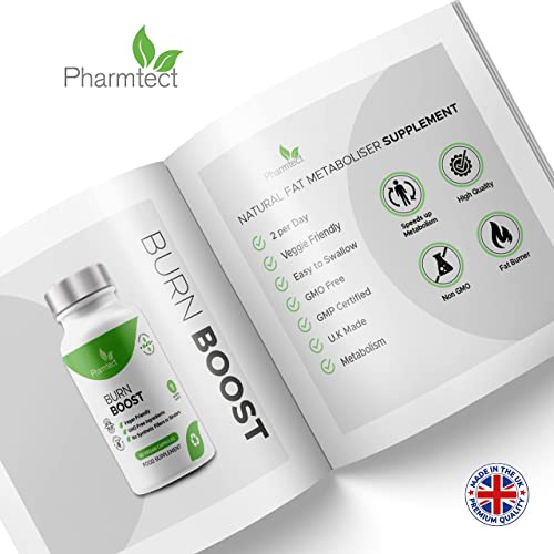 Pharmtect Burn Boost Supplement - Energy Support Formulated by Expert Nutritionist - High Strength Green Tea, L-Carnitine - 60 Vegetarian Capsules - Natural Fat Burner for Better Weight Management