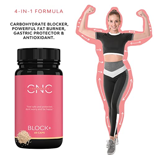 Fat Burner Block+, Weight Loss Pills That Work Fast, Fat Burners for Weight Loss, Diet Pills That Work for Women & Men, Fat Burner, Blocks Carbs up to 90%, Antioxidant & Gastrointestinal Protector
