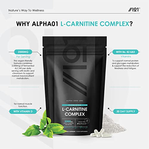 L-Carnitine 2000mg with BioPerine® - Energy & Metabolism Support - High Strength Acetyl L-Carnitine Complex - Non GMO, Gluten Free, Halal – 120 Vegan Capsules- 120 Vegan Capsules.
