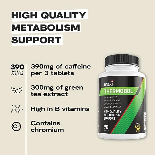 MaxiNutrition - Thermobol, Metabolism Supplement for Lean Muscle Support - Contains Chromium & Biotin, High in B Vitamins - 100mg Green Tea Extract, 130mg Caffeine per Serving, 90 Tablets