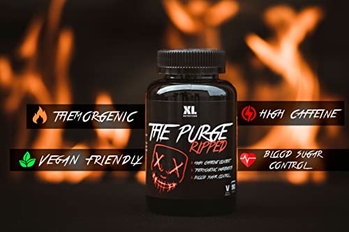 XL Nutrition The Purge Ripped | A high Caffeine Thermogenic Weight Management Control with Grain of Paradise and Green Tea Extract | Vegan Friendly | 90 Capsules