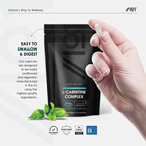 L-Carnitine 2000mg with BioPerine® - Energy & Metabolism Support - High Strength Acetyl L-Carnitine Complex - Non GMO, Gluten Free, Halal – 120 Vegan Capsules- 120 Vegan Capsules.