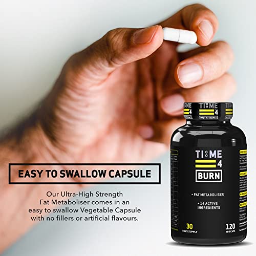 Time 4 Burn High Strength Thermogenic Fat Burners Weight Loss Diet Pills for Men & Women Vegan Friendly, Gluten Free Nutritional Supplements for Weight Management 120 x Capsules – 30 Days Supply