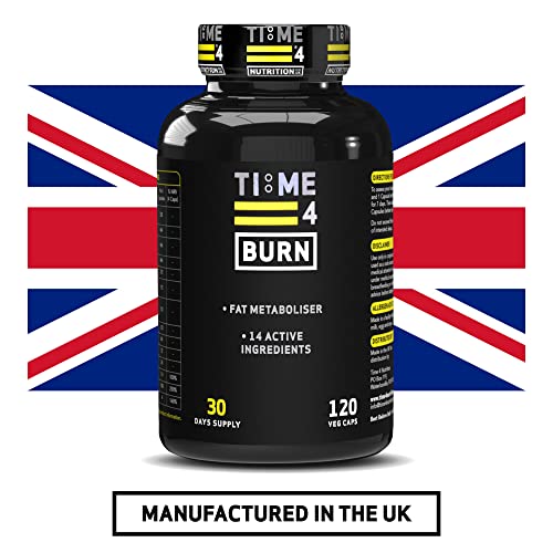 Time 4 Burn High Strength Thermogenic Fat Burners Weight Loss Diet Pills for Men & Women Vegan Friendly, Gluten Free Nutritional Supplements for Weight Management 120 x Capsules – 30 Days Supply