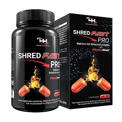 Shredfast Pro - Advanced Thermogenic Supplement with Phenelean™ - Fast Acting for Women & Men - 60 Capsules - 30 Days Supply - Keto, Vegetarians & Vegan Friendly.