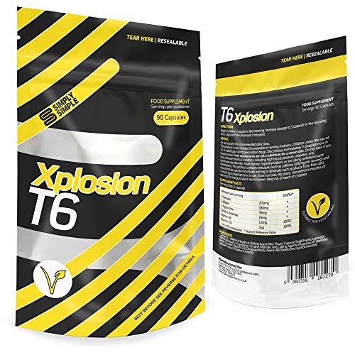 Simply Simple T6 Xplosion Fat Burners Vegetarian Safe Slimming & Diet Food Supplements | Increases Metabolism & Energy with Added Vitamin B, Vitamin D & Caffeine Weight Loss Pills Made in UK